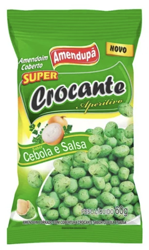 Amendupã Amendoim Super Crocante Cebola e Salsa – 60 g • Caixa com 30 unidades