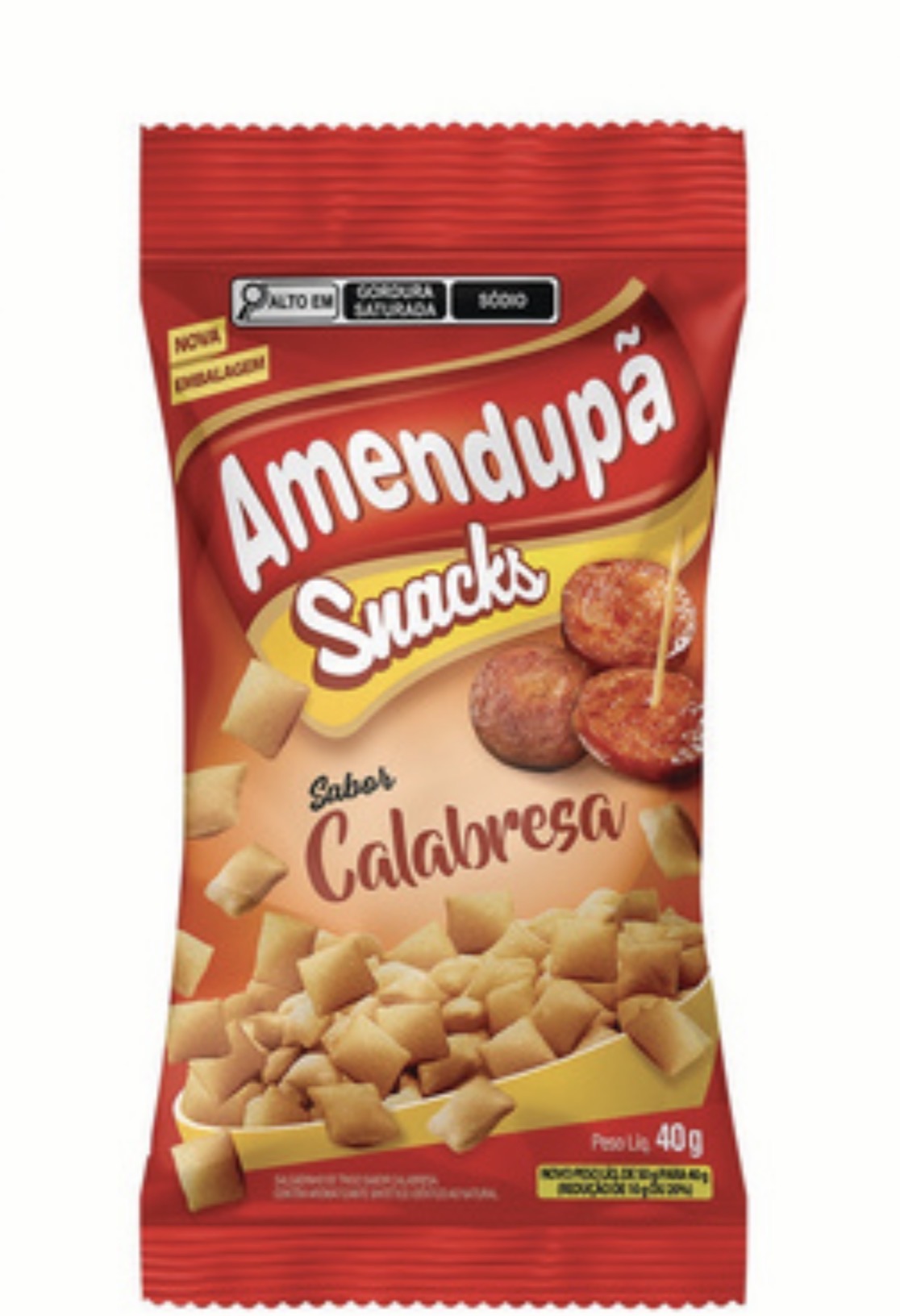 Amendupã Snacks sabor Calabresa – 40 g