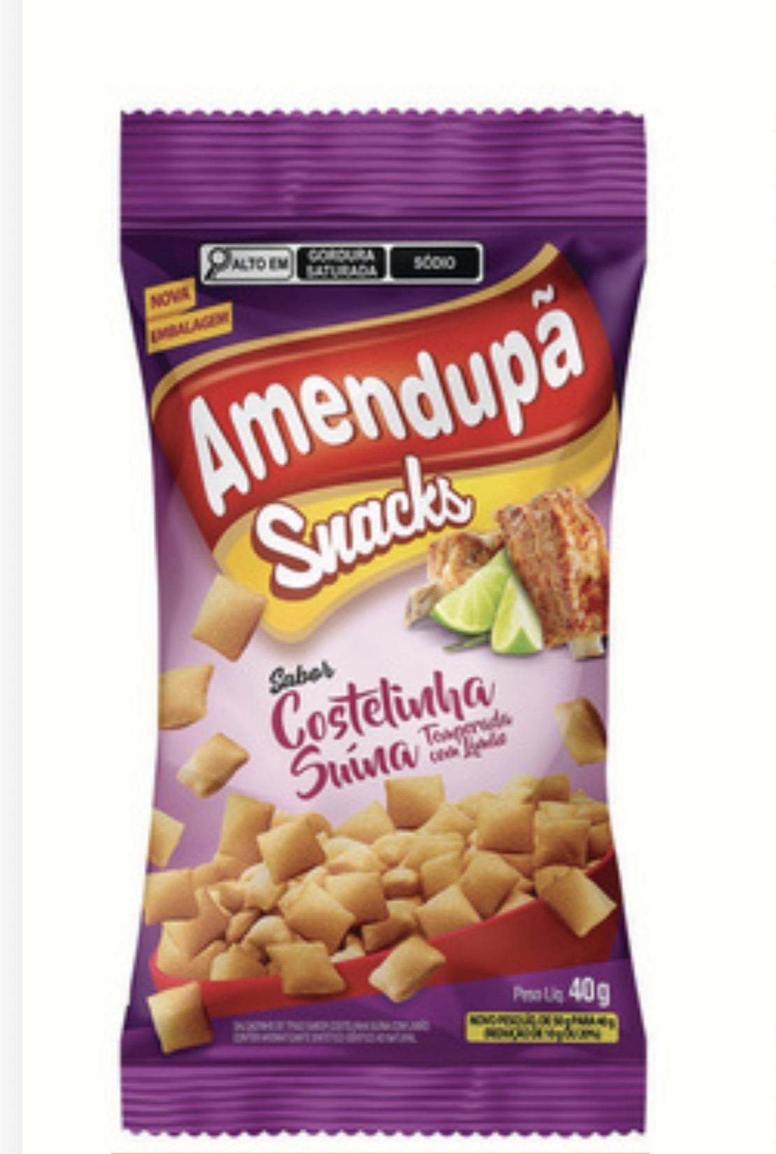 Amendupã Snacks sabor Costelinha Suína – 40 g