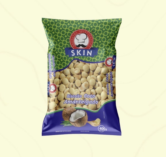 Skin Biscoito Coco Amanteigado – 300 g • Caixa com 10 unidades